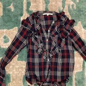NEW Veronica Beard Plaid Ruffle Blouse Size 4